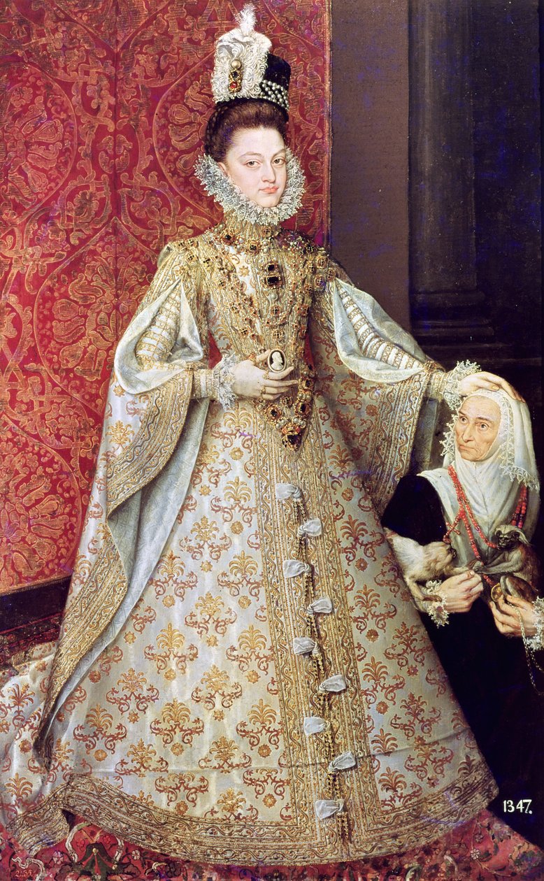La Infanta Isabel Clara Eugenia (1566-1633) con la enana, Magdalena Ruiz, c.1580 de Alonso Sánchez Coello