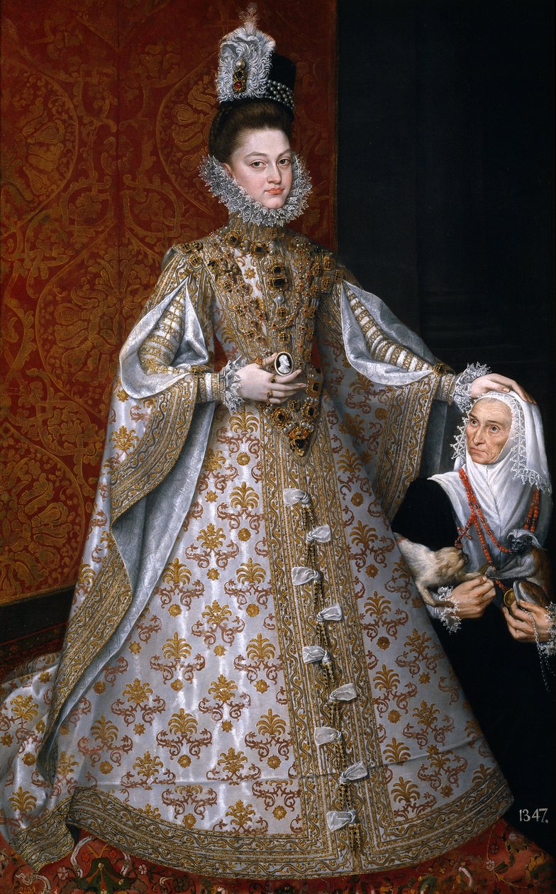 Isabel Clara Eugenia de Austria con la enana Magdalena Ruiz de Alonso Sánchez Coello
