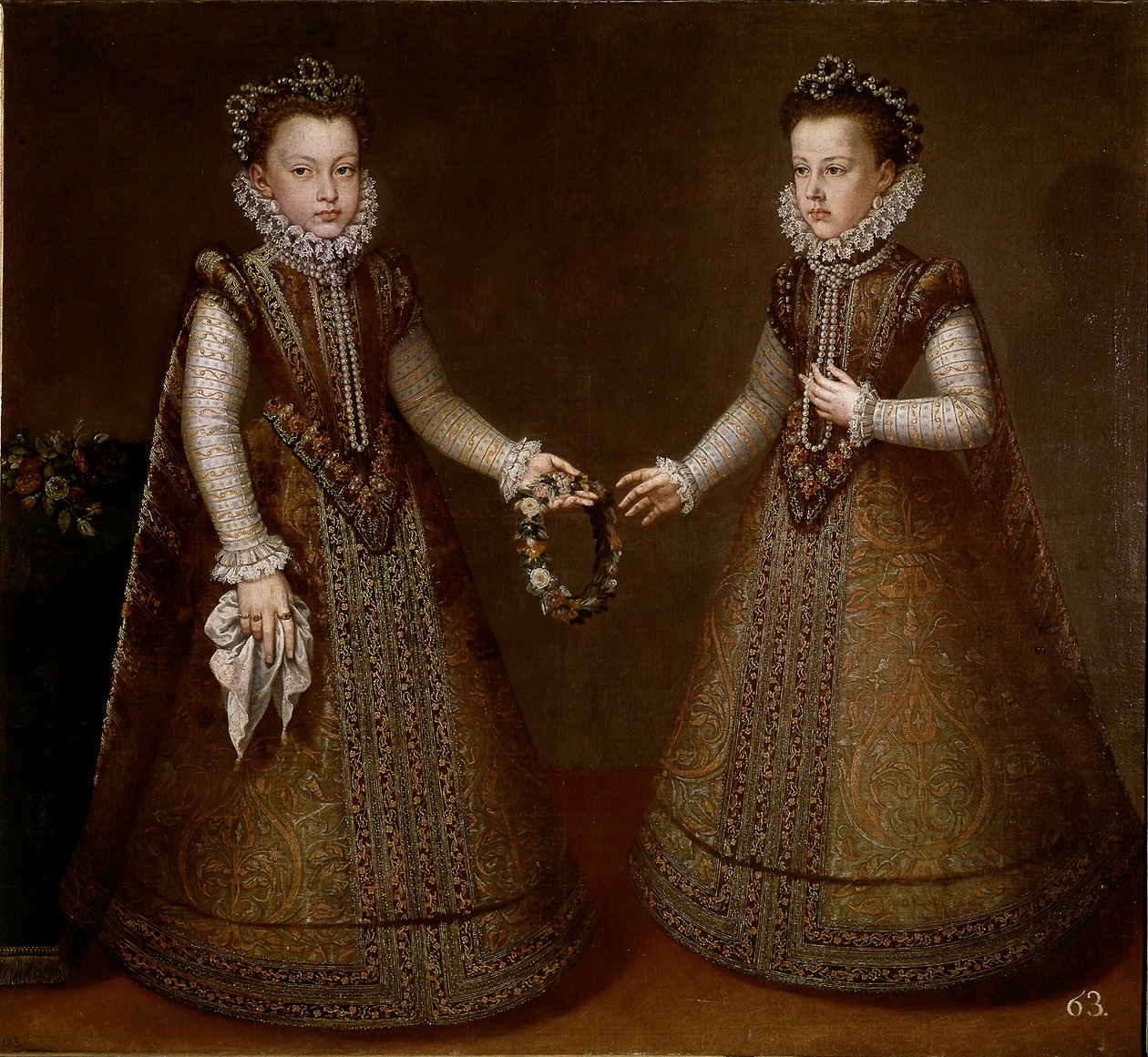 Retrato de Isabel y Catalina, hijas del Rey Felipe II (1527-1598) de España. Pintura de Alonso Sanchez-Coello (circa 1531-1588) 1570. Madrid, Museo del Prado de Alonso Sánchez Coello