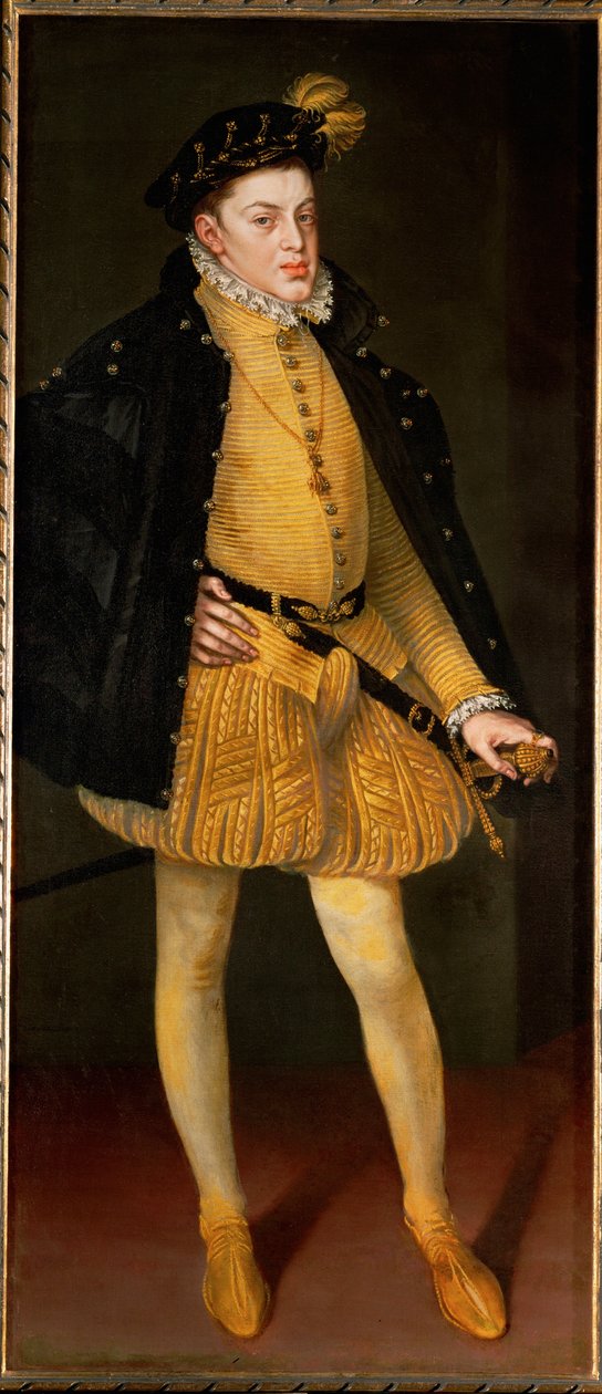 El infante Don Carlos, hijo de Felipe II y de su primera esposa y prima María de Portugal ... (pintura sobre lienzo) de Alonso Sánchez Coello