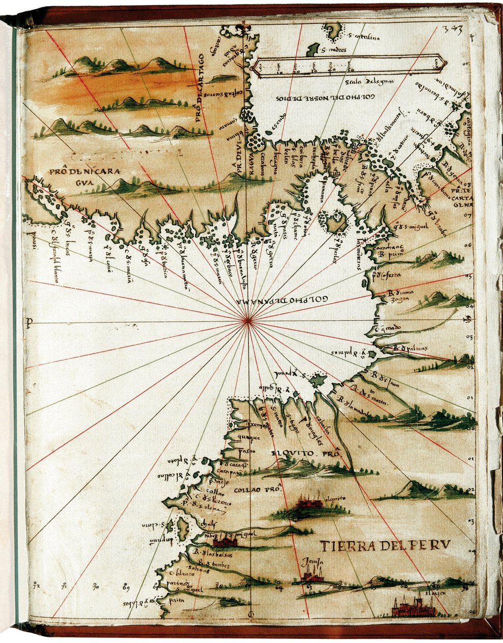 Mapa de América Central y Perú de Alonso de Santa Cruz