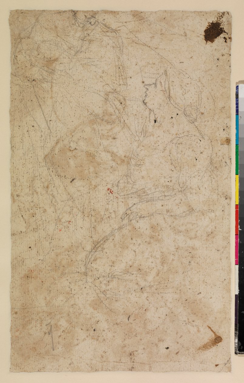 Estudios de figura con una mujer arrodillada de perfil, reverso, siglo XVII de Alonso del Arco