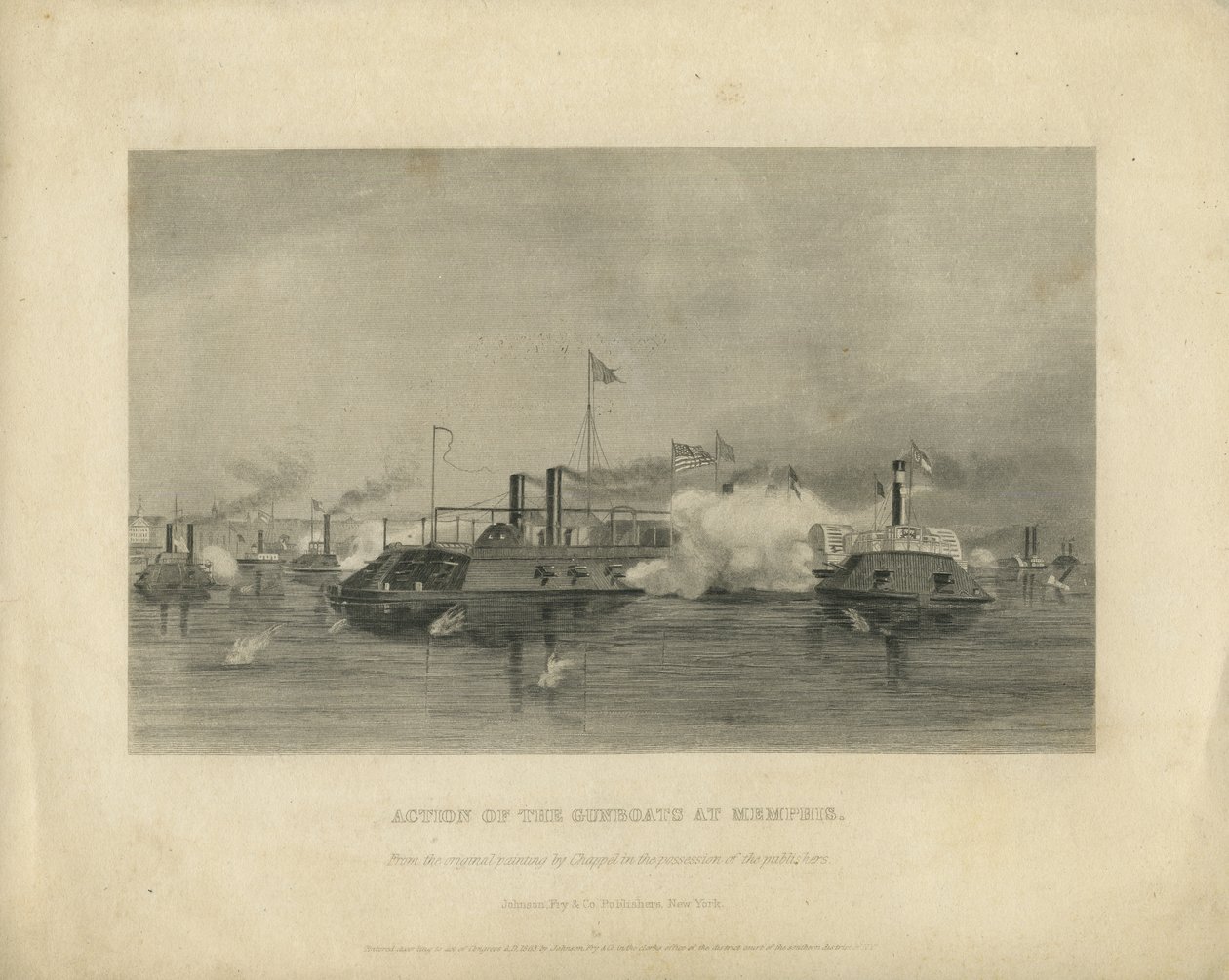 Acción de los cañoneros en Memphis, c.1865 de Alonzo Chappel