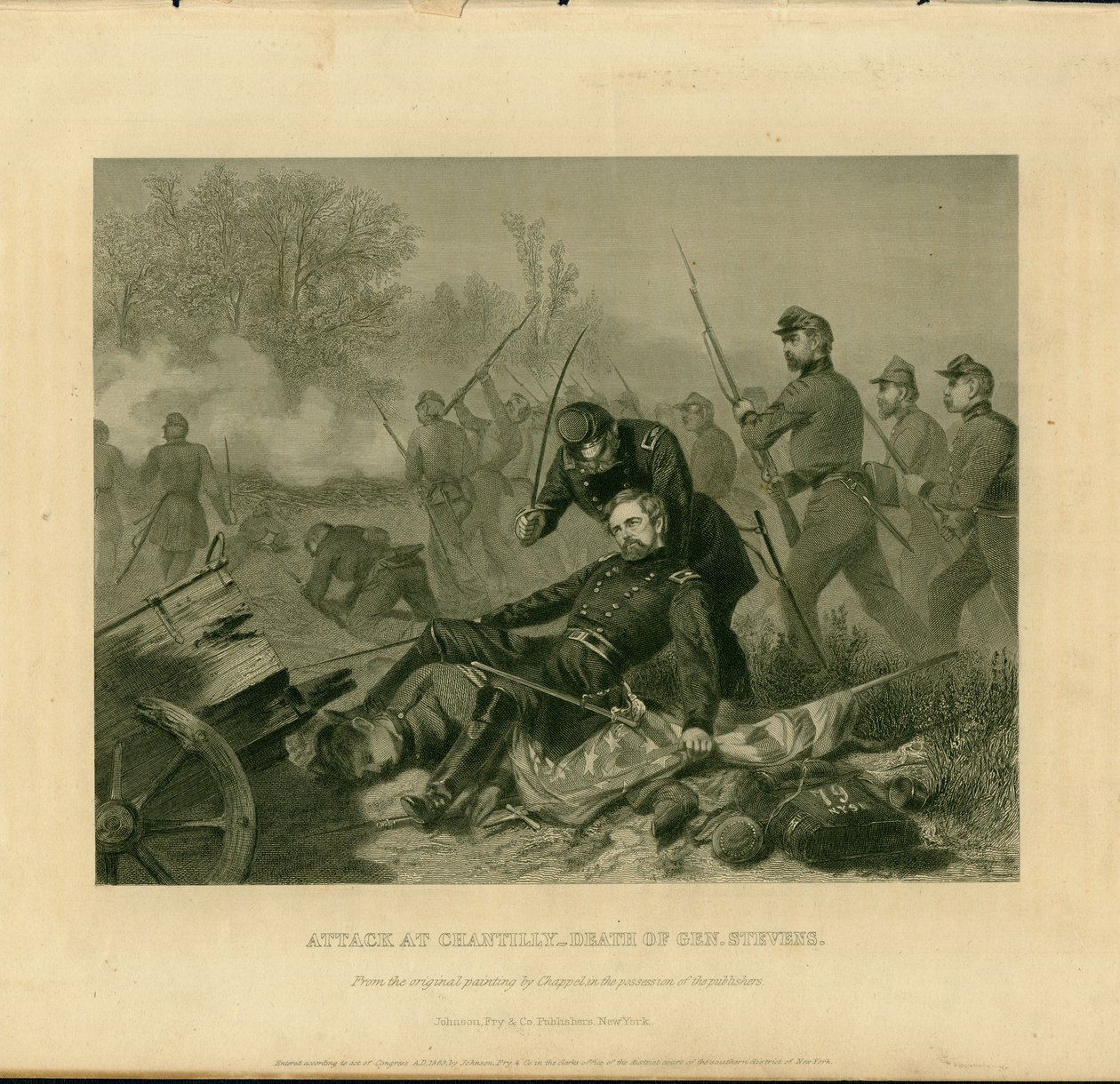 Ataque en Chantilly. Muerte del General Stevens de Alonzo Chappel