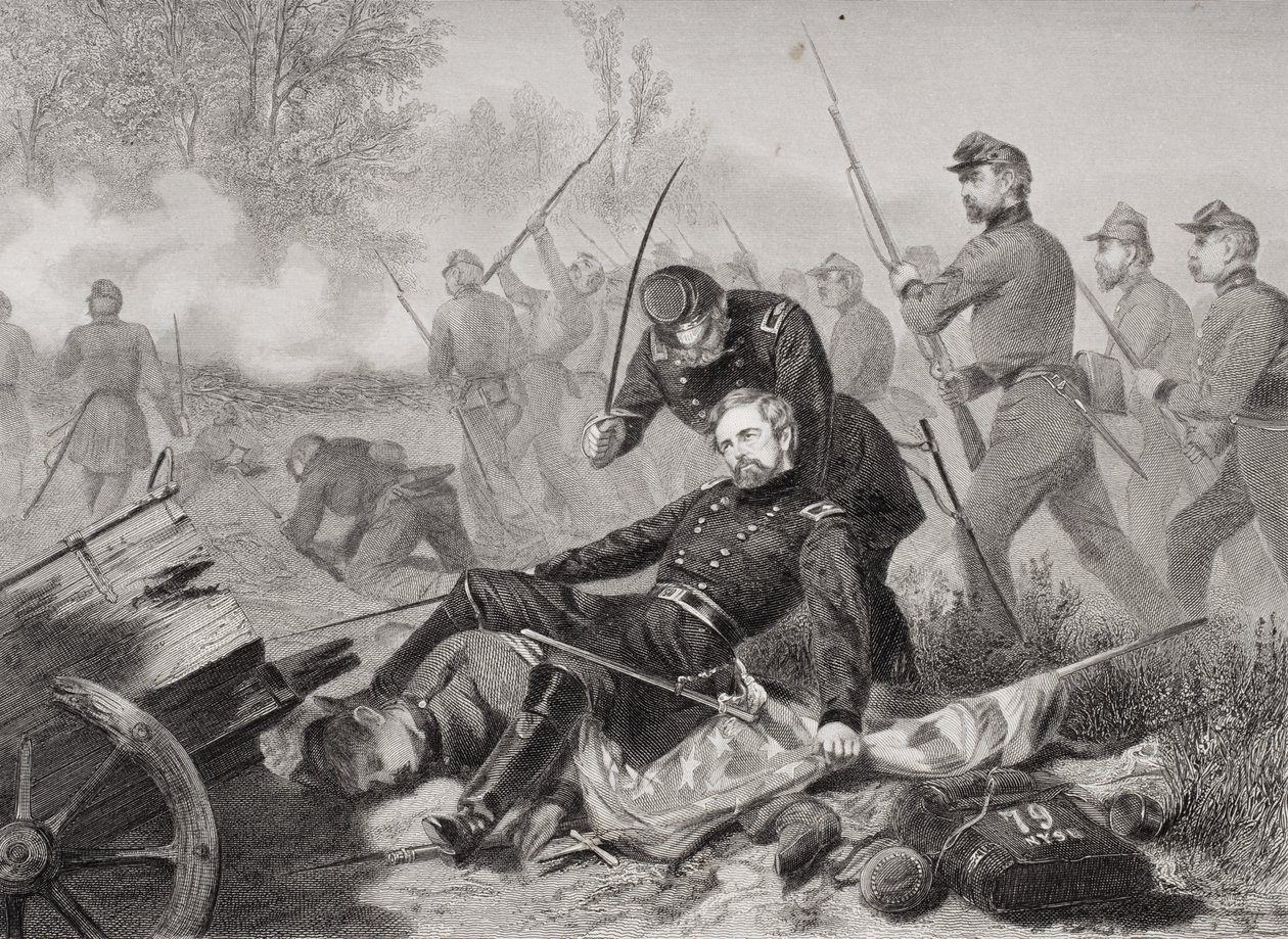 Muerte del General Isaac Stevens (1818-62) durante el ataque a Chantilly, Virginia 1862 de Alonzo Chappel