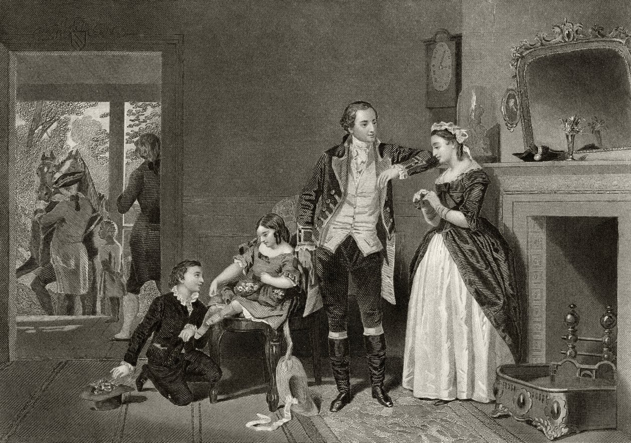 Primera entrevista de George Washington con la Sra. Custis, de 