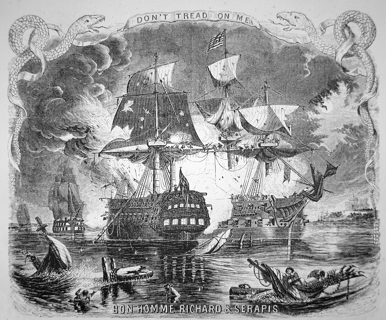 John Paul Jones, comandando el Bonhomme Richard, derrota al HMS Serapis el 23 de septiembre de 1779 de Alonzo (after) Chappel