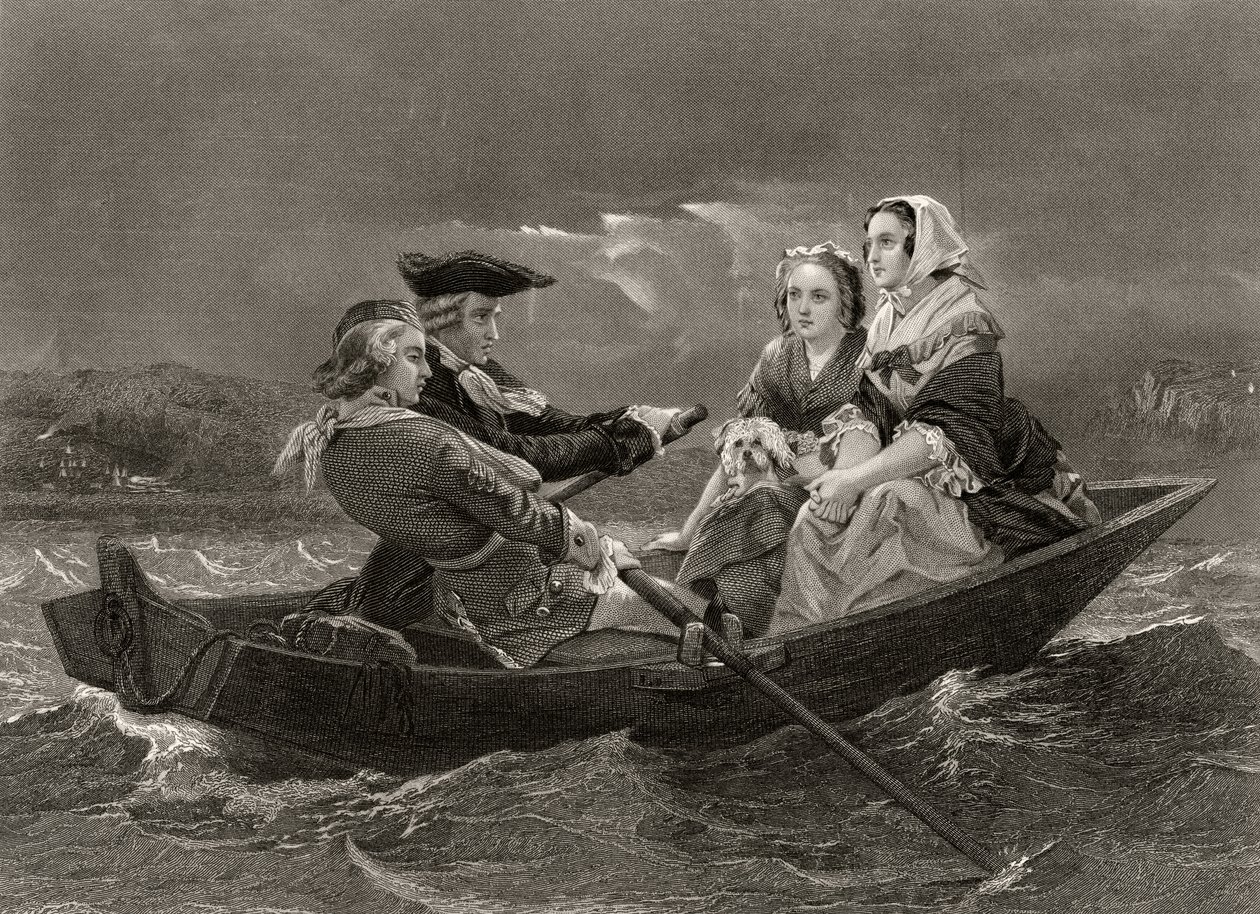 Lady Harriet Ackland de camino a visitar el campamento del General Gates, de 
