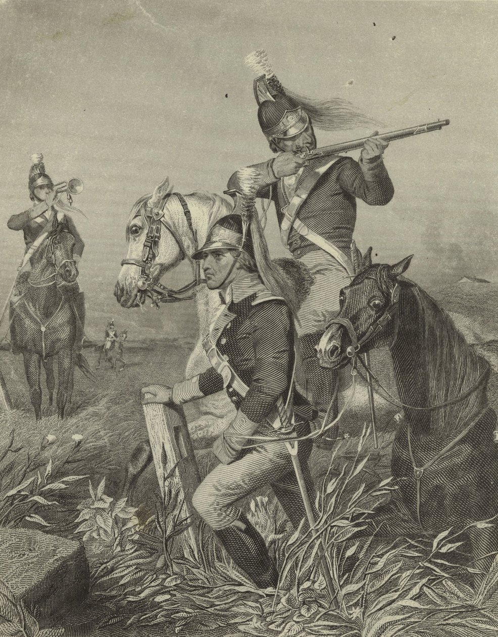 La Caballería de Lee escaramuzando en la Batalla de Guilford, 1858 de Alonzo Chappel