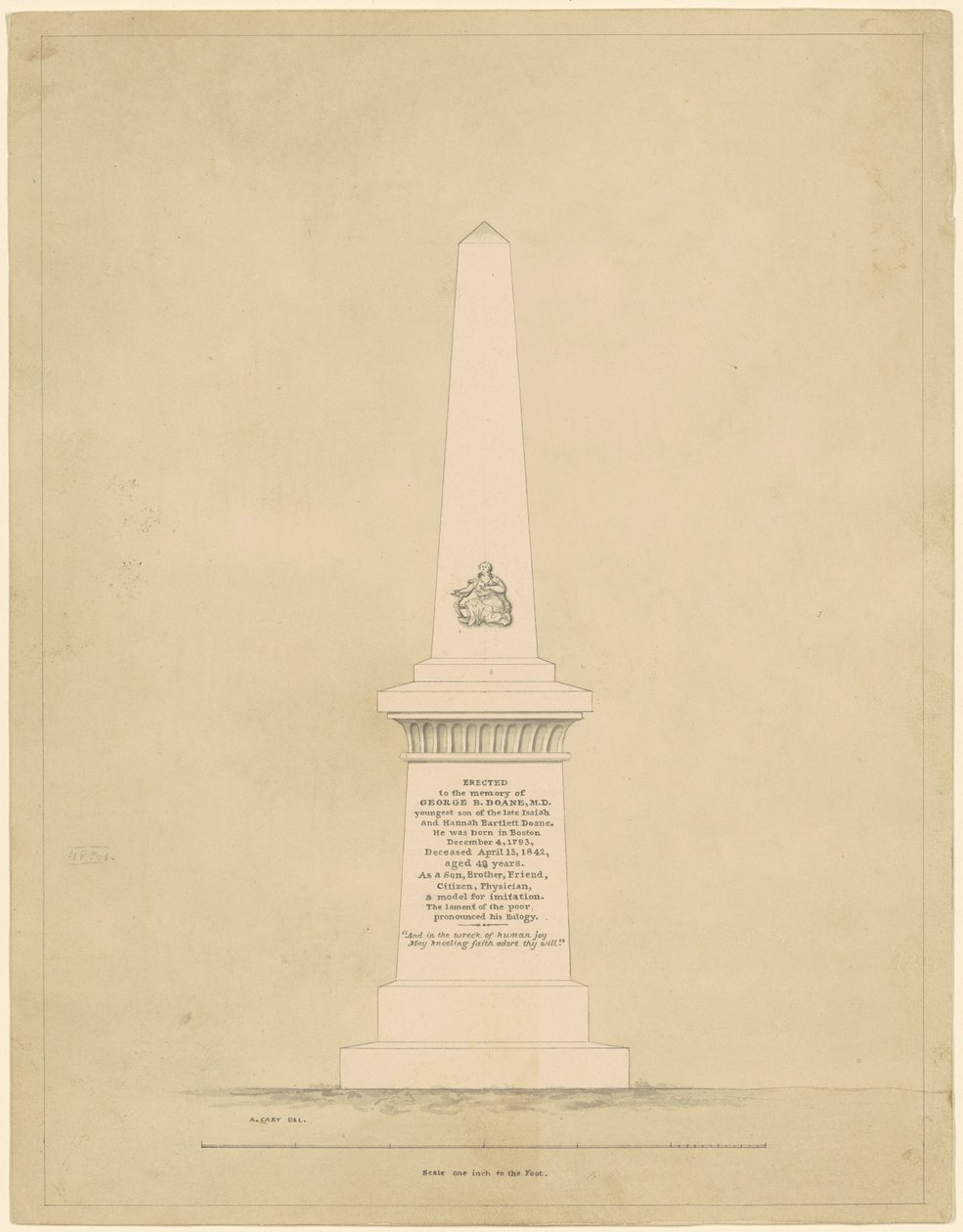 Diseño para un Monumento en Memoria de George B. Doane de Alpheus Cary