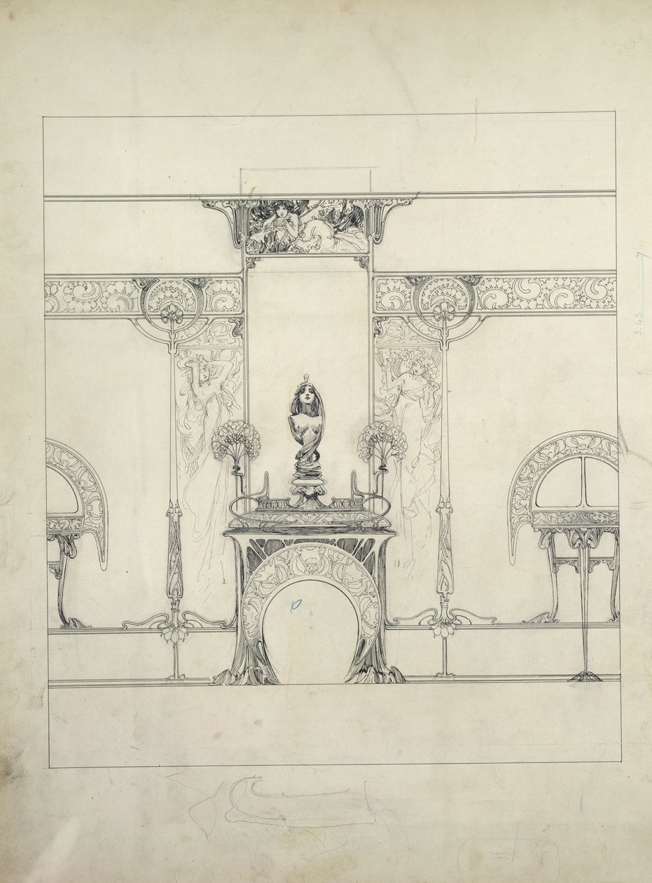 Diseño para la decoración de la joyería Fouquet, 6 rue Royale, París de Alphonse Mucha