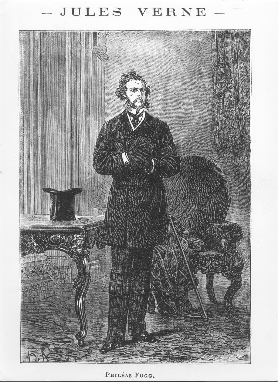 Retrato de Phileas Fogg, ilustración de 