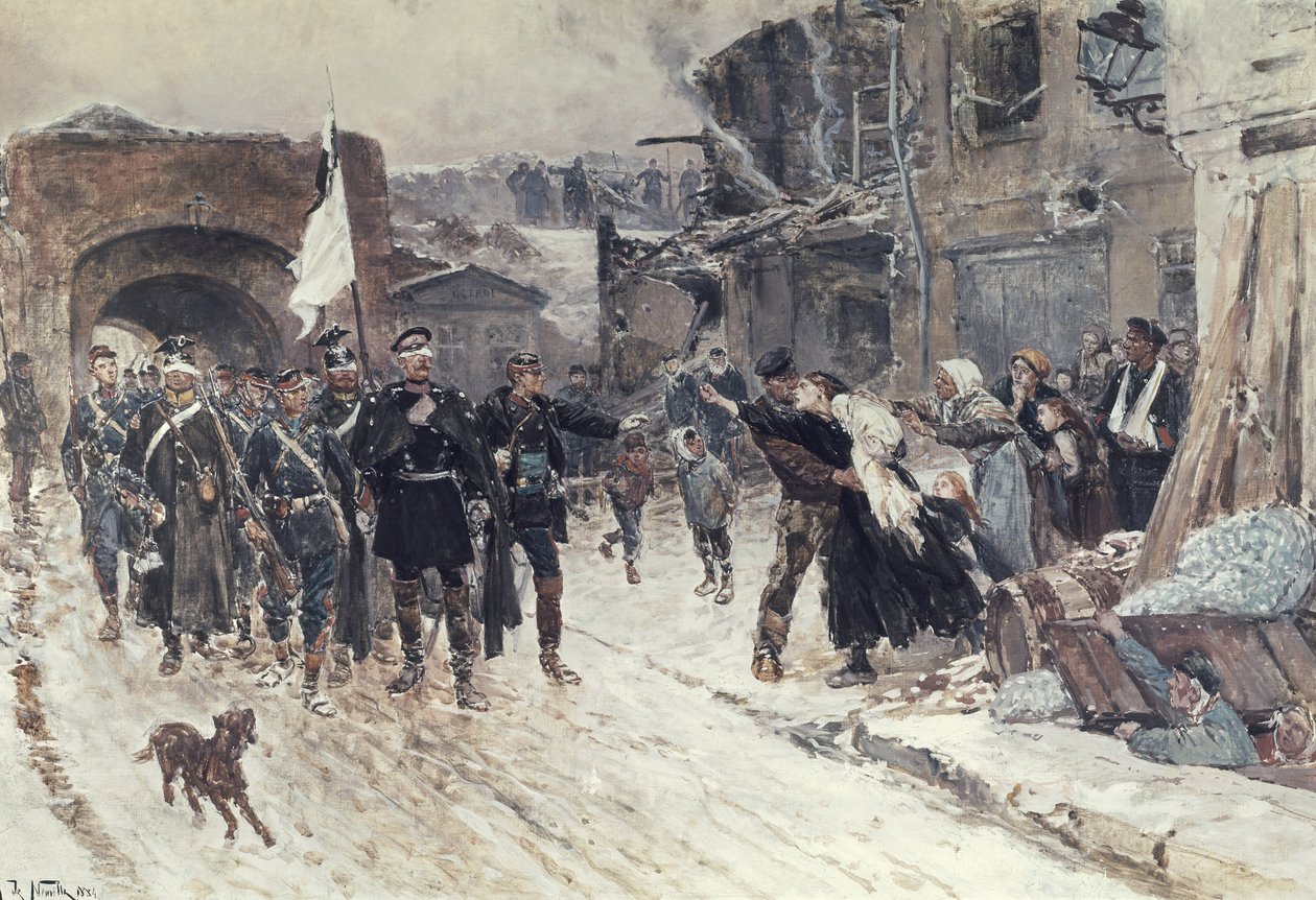 La entrada en Belfort del comandante alemán portando la bandera de tregua, 4 de noviembre de 1870 de Alphonse Marie de Neuville