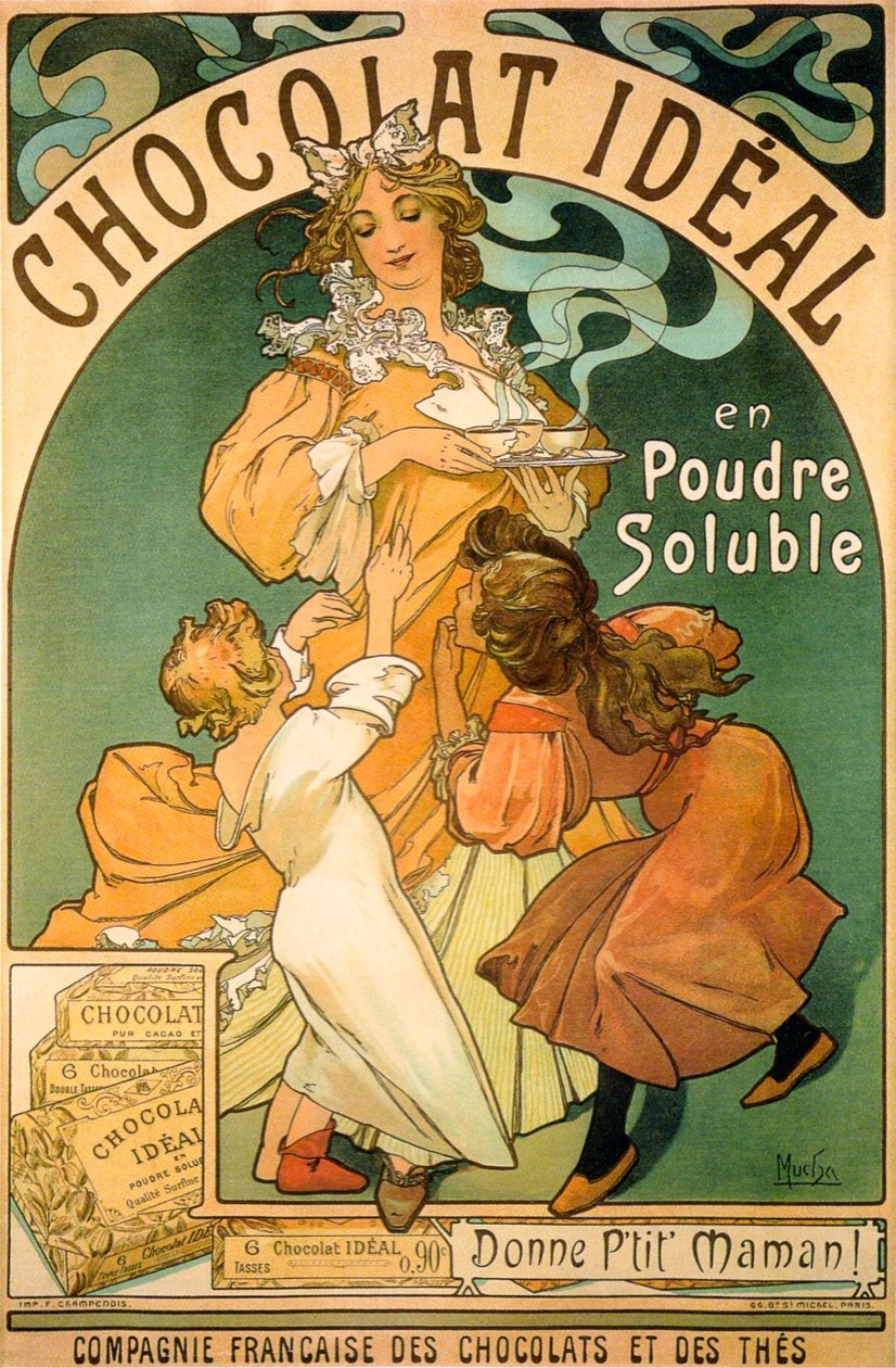 Cartel de chocolate de Alphonse Mucha