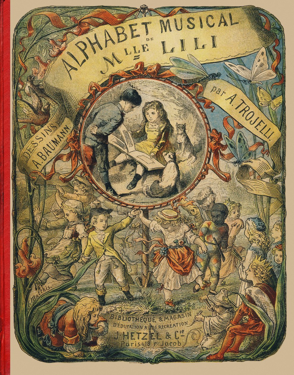 Portada - Grabado extraído del Alfabeto musical de Mlle Lili, de Angelino Trojelli (18..-1916). Bibliotheque & Magasin d
