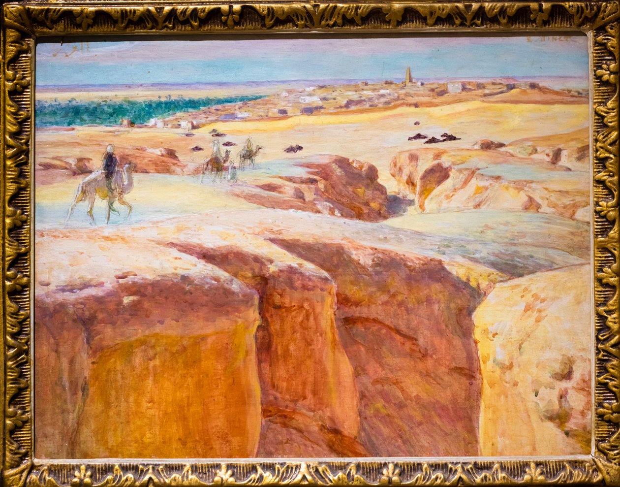 Caravana en El Grara, cerca de Ghardaïa (óleo sobre tabla) de Alphonse Etienne Dinet