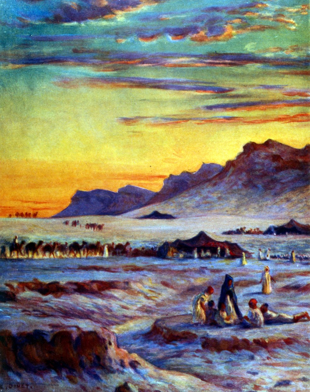 Grupo de nómadas árabes en el desierto. por Nasreddine Dinet (Alphonse-Étienne Dinet). 1861 1929. pintor orientalista francés 1918 de Alphonse Etienne Dinet