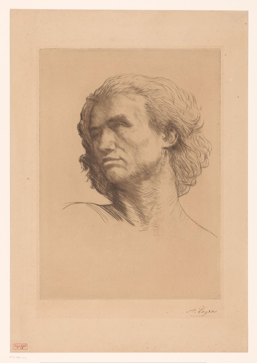 cabeza de un hombre de Alphonse Legros (signed by artist)