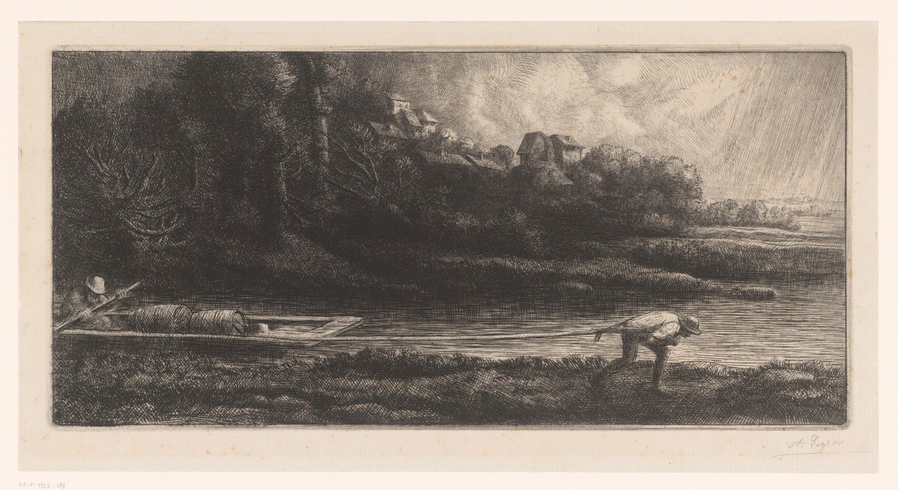 Paisaje con barcaza
Le bac de Alphonse Legros (signed by artist)