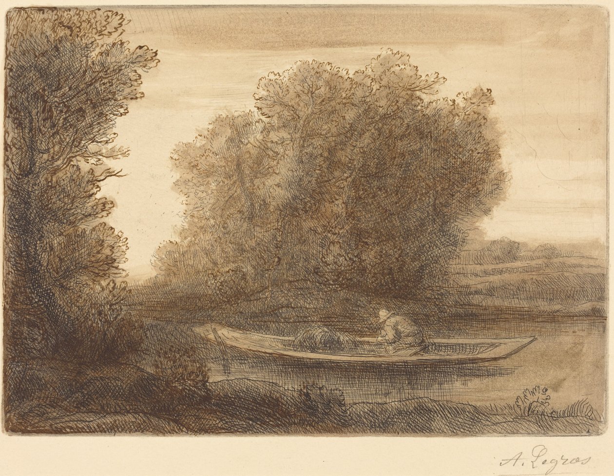 Un recodo del río (Un coin de rivière) de Alphonse Legros