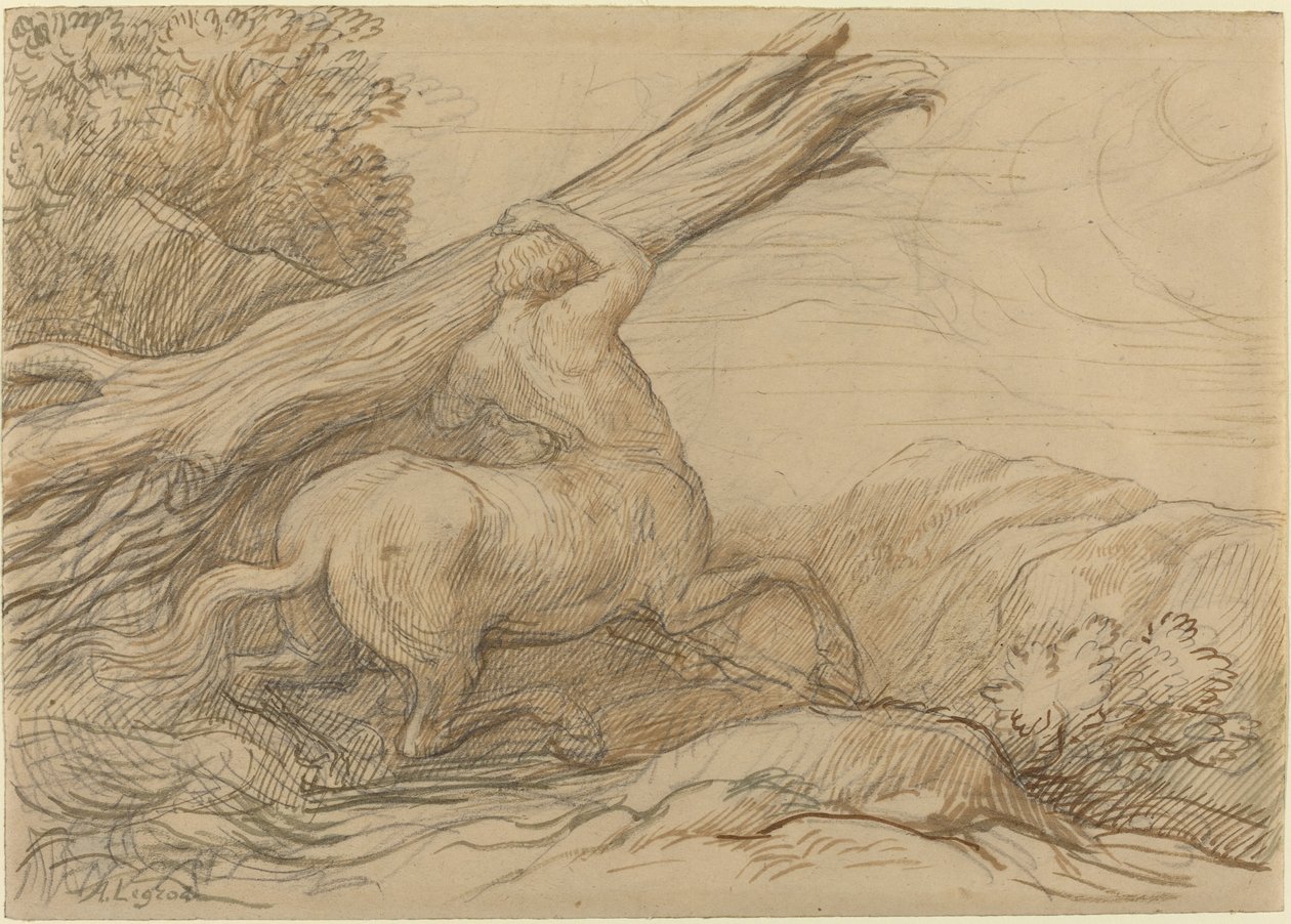 Centauro cargando un tronco de árbol de Alphonse Legros