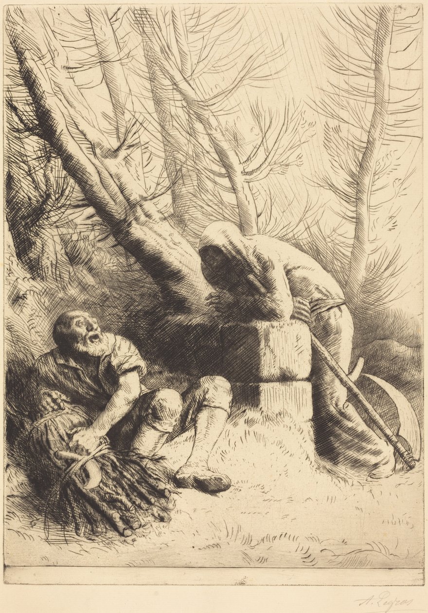 La muerte y el leñador, cuarta lámina (La mort et le bucheron) de Alphonse Legros