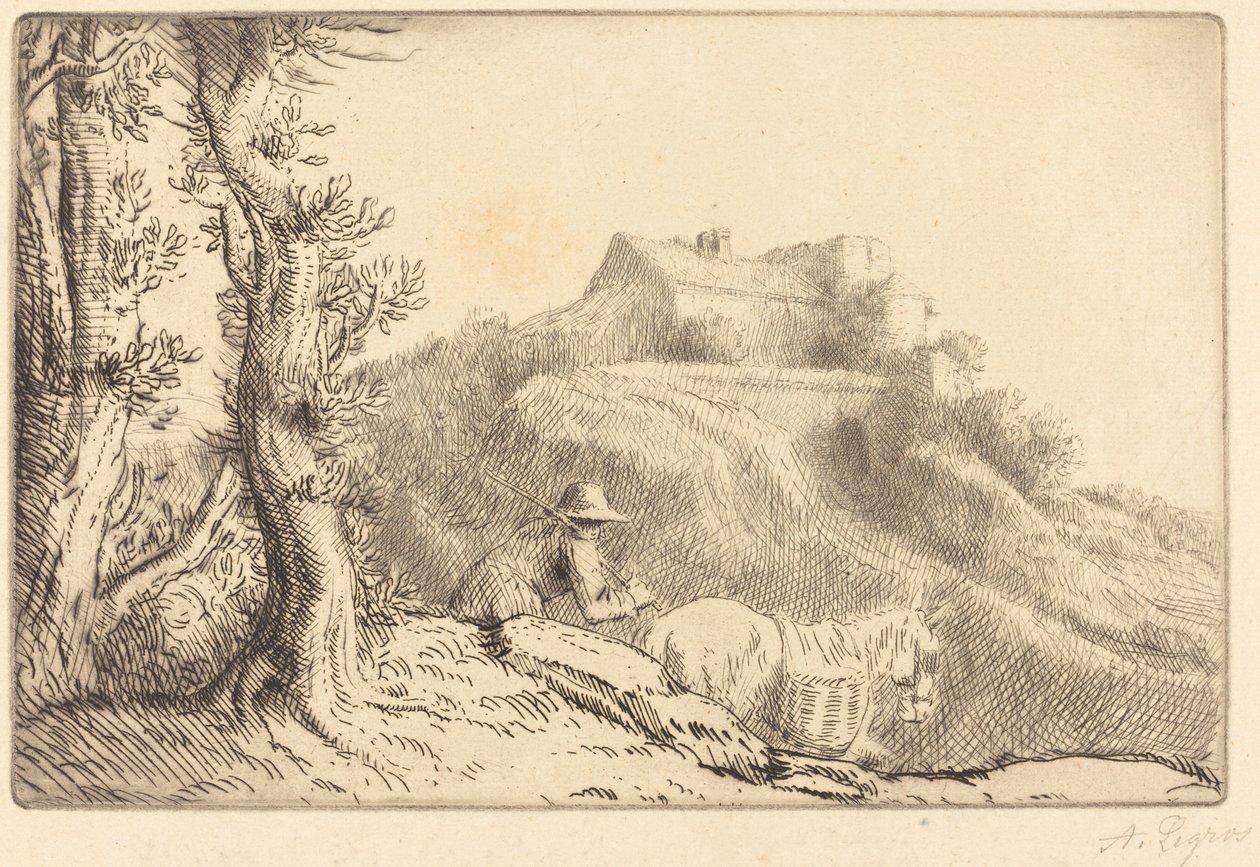 Granja en una colina de Alphonse Legros