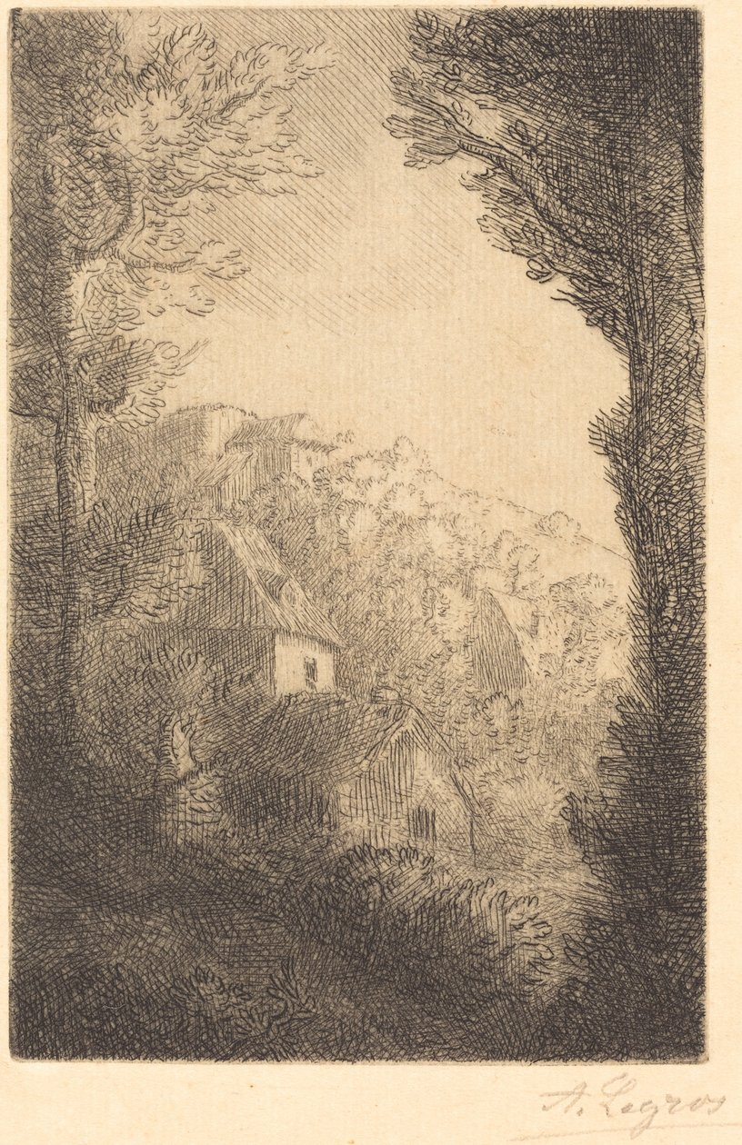 Granja en una ladera bajo la luz del sol La ferme du coteau, Effet de soleil sur le coteau de Alphonse Legros