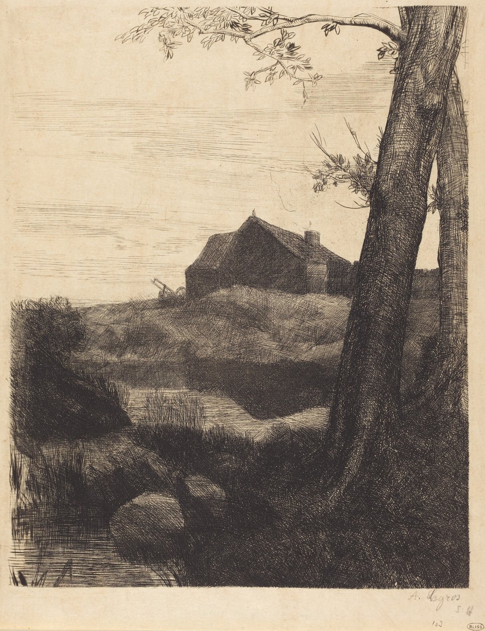 Granja con un árbol grande (La granja con el árbol grande) de Alphonse Legros