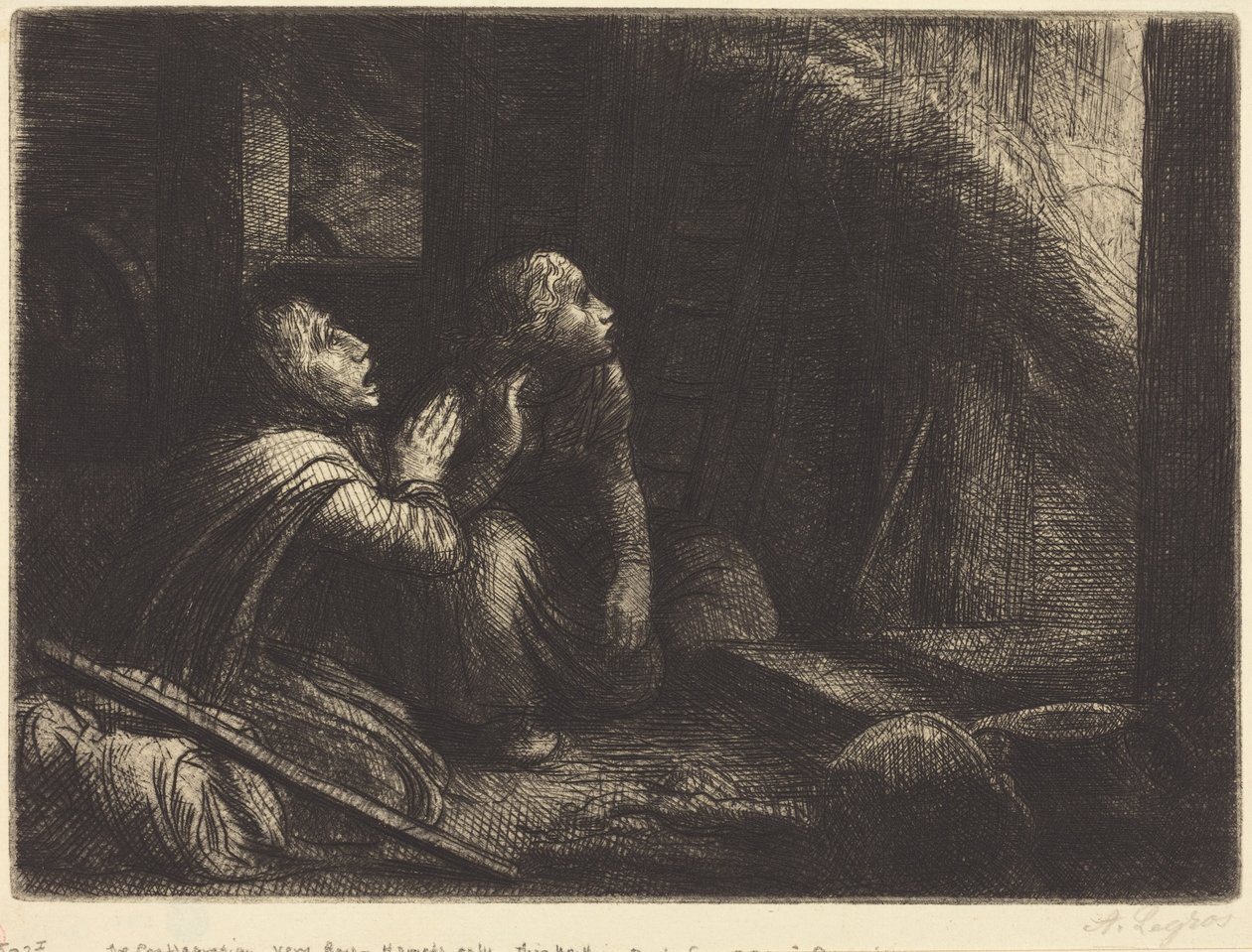 Fuego, tercera lámina (El incendio) de Alphonse Legros
