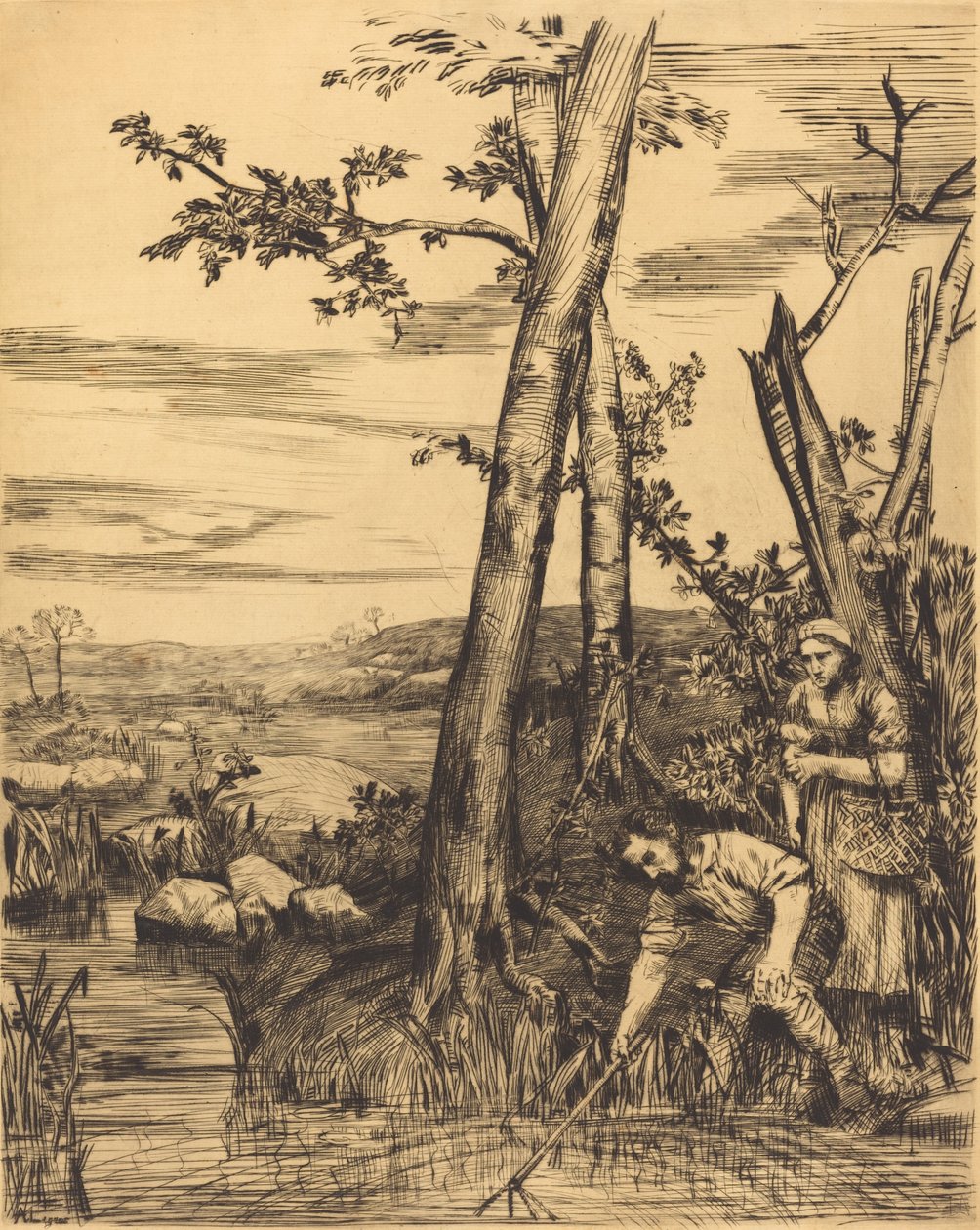 Pescando cangrejos de río de Alphonse Legros