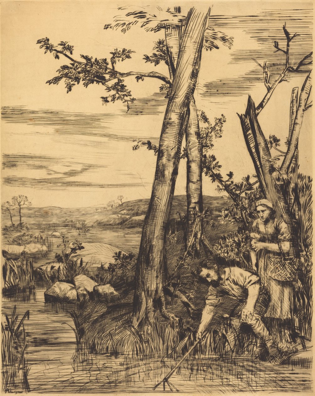 Fischen nach Flusskrebsen de Alphonse Legros