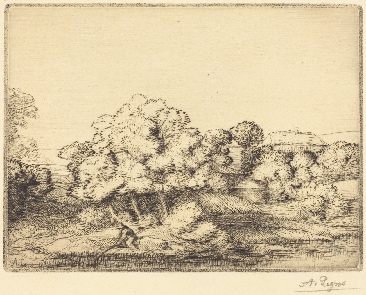 Hamlet near the Lake (La aldea junto al lago) de Alphonse Legros