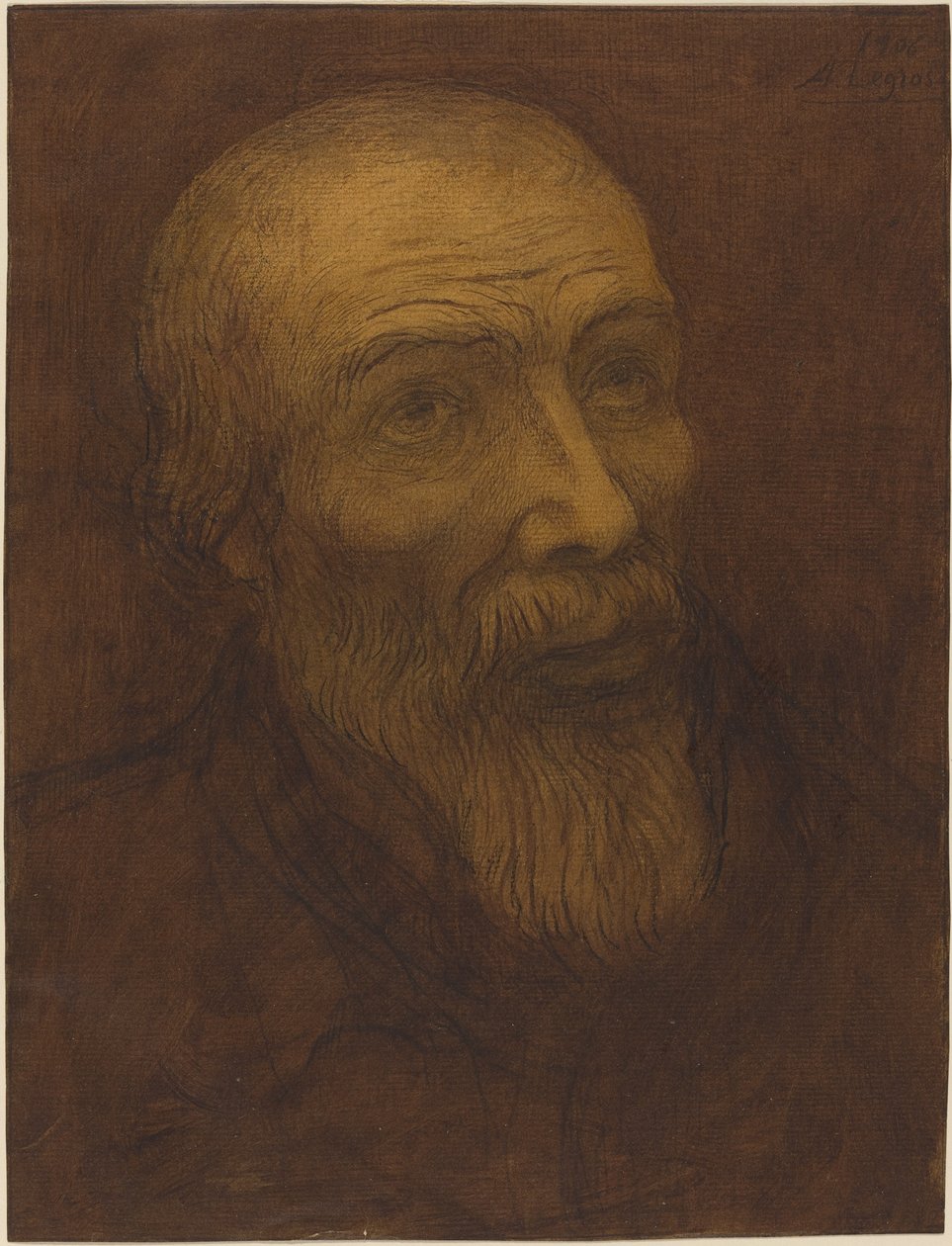 Cabeza de un hombre calvo con barba de Alphonse Legros
