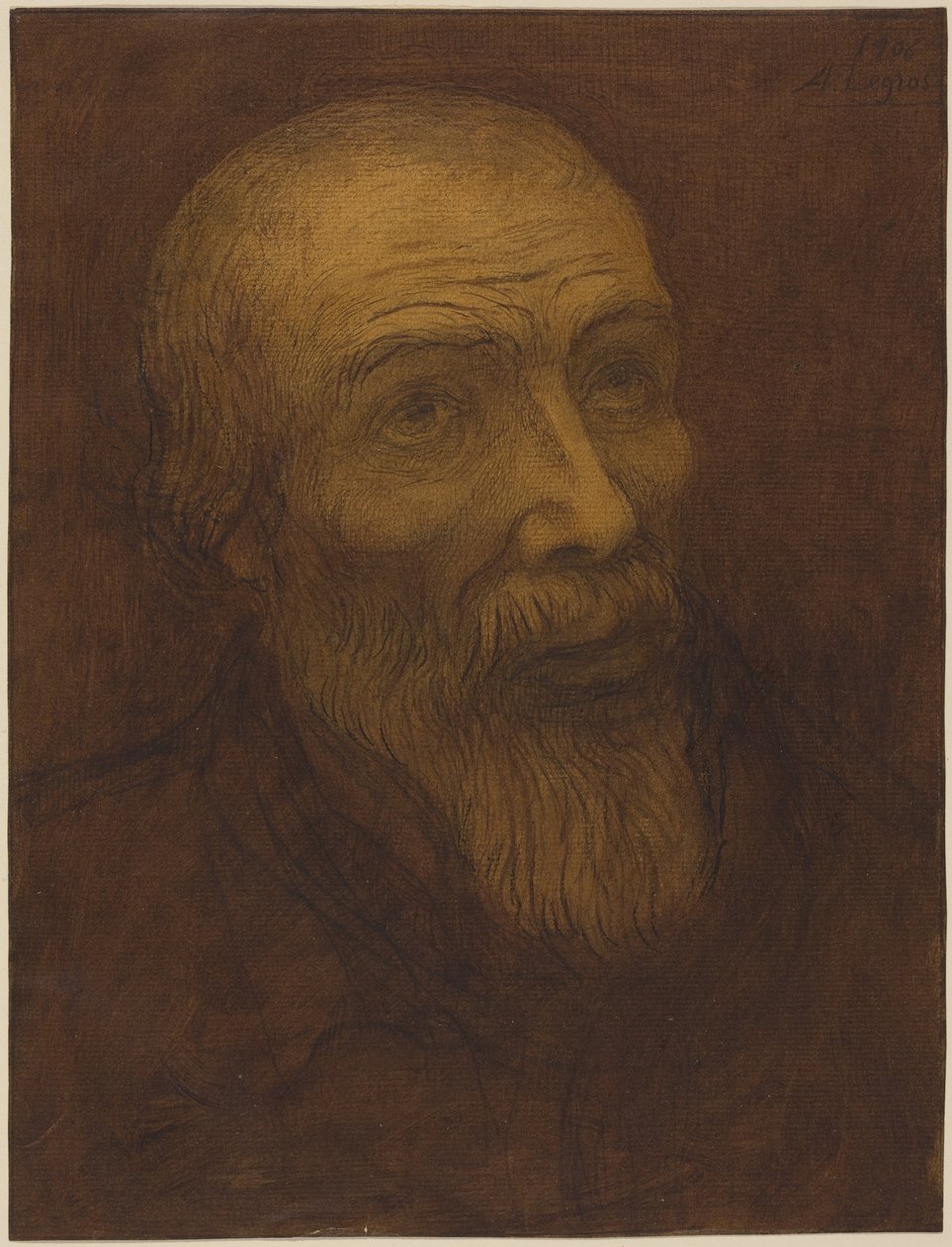 Cabeza de un hombre calvo con barba de Alphonse Legros