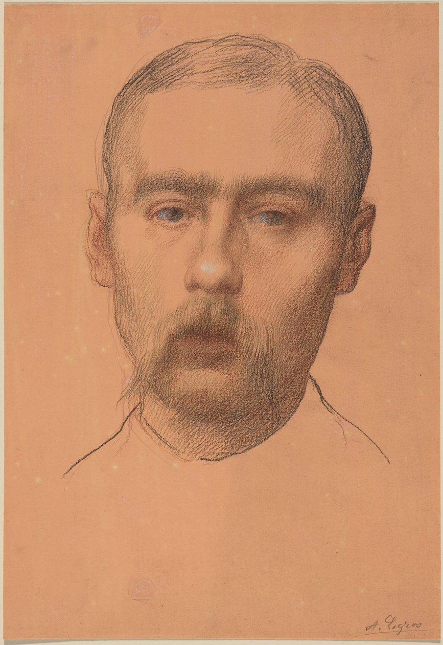 Cabeza de hombre  (Posible retrato del profesor E. D. Adams) de Alphonse Legros