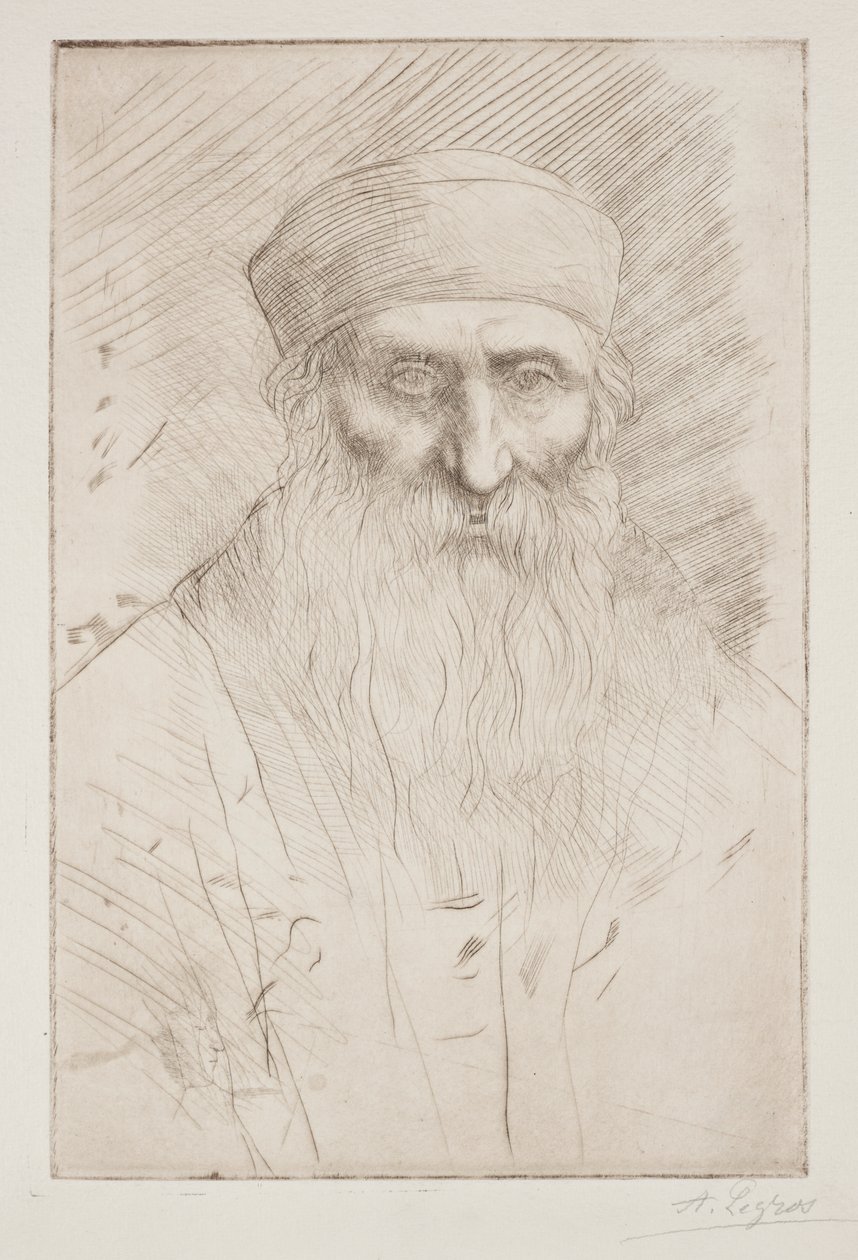 Cabeza de un hombre con barba larga de Alphonse Legros