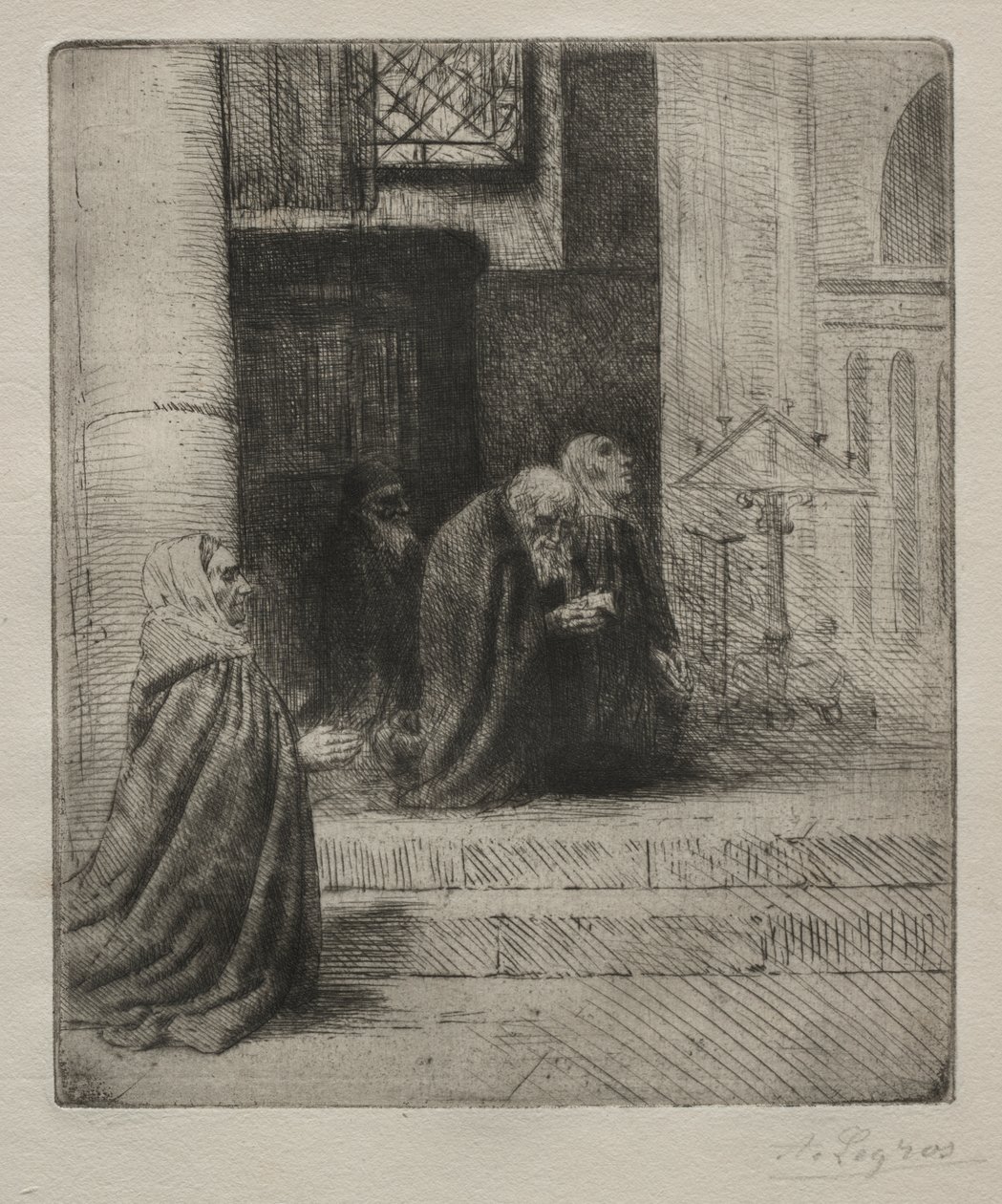 Interior de una iglesia de Alphonse Legros