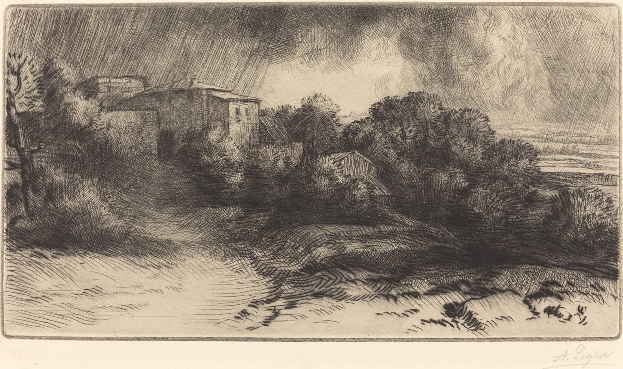 La granja de Brieux efecto de tormenta de Alphonse Legros