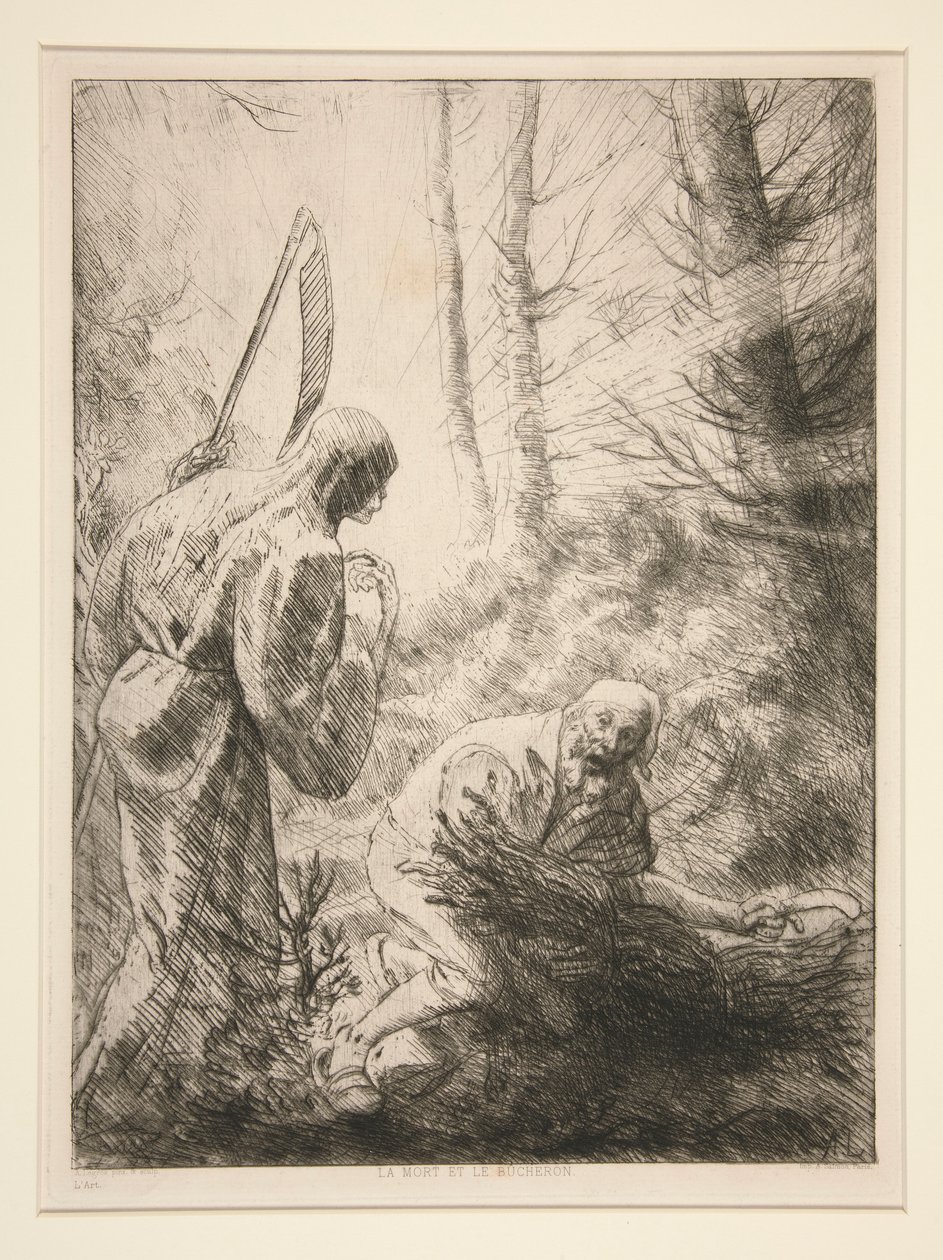 La Mort at le Bucheron, No. 2 (La muerte y el leñador) de Alphonse Legros