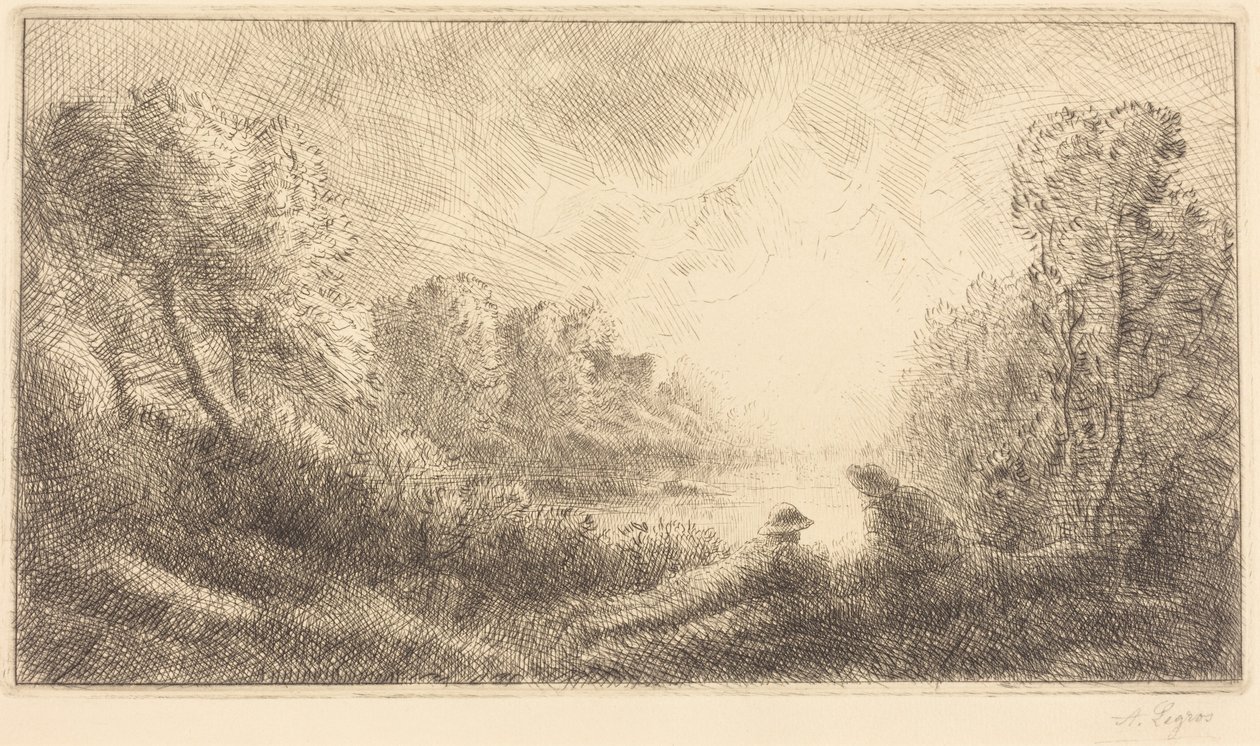 Paisaje: Amanecer (Paysage: Lever du soleil) de Alphonse Legros