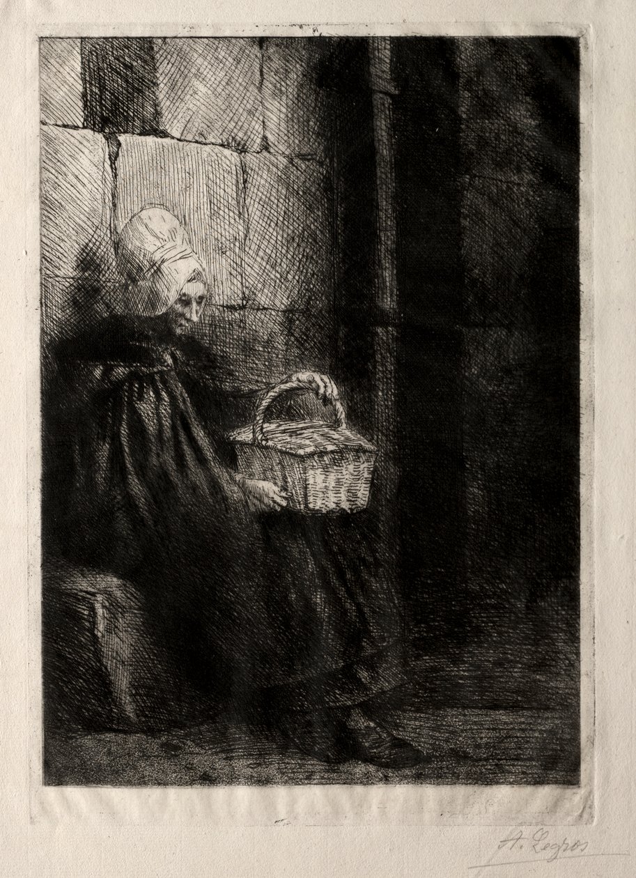 Paisaje en la Vecindad de Boulogne, llamado Mujer con una Cesta de Alphonse Legros