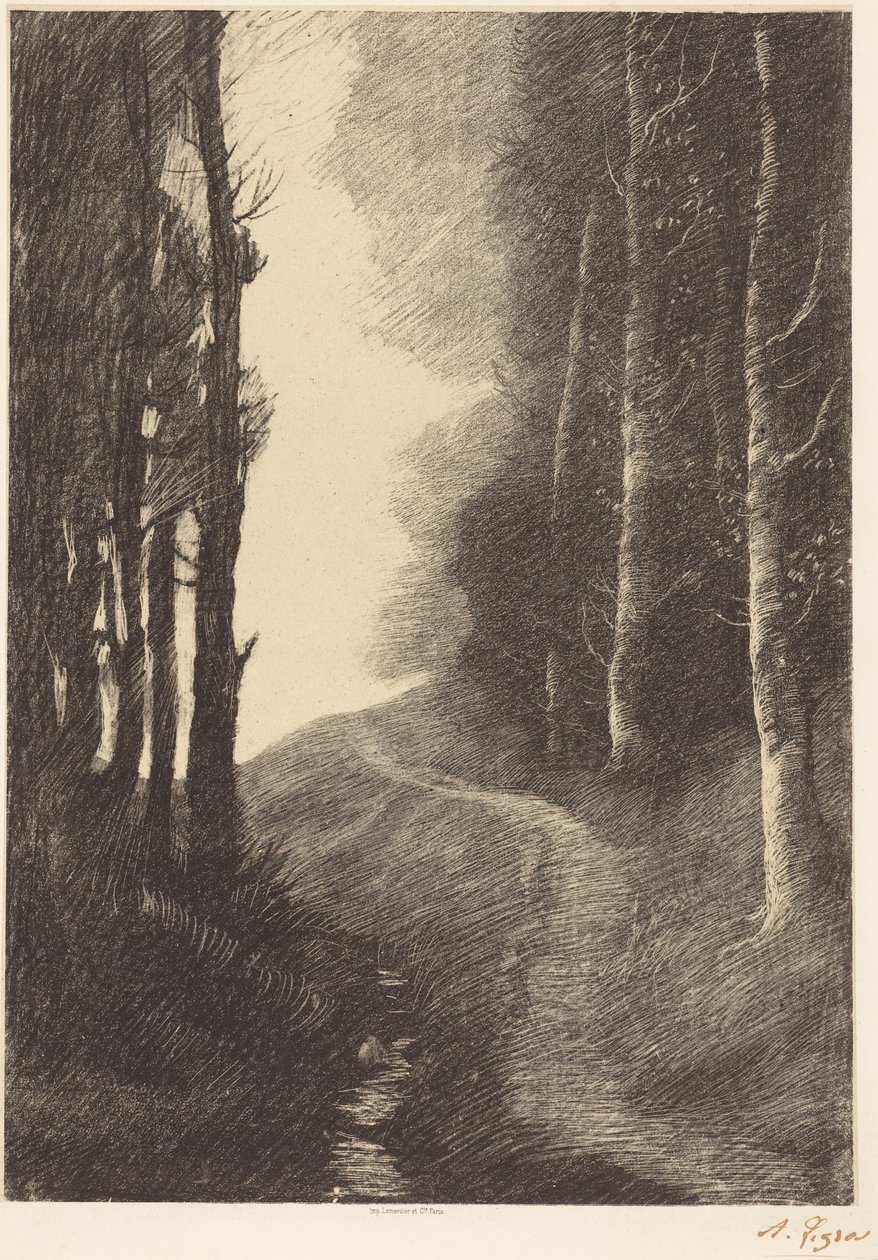 Paisaje con abedules de Alphonse Legros