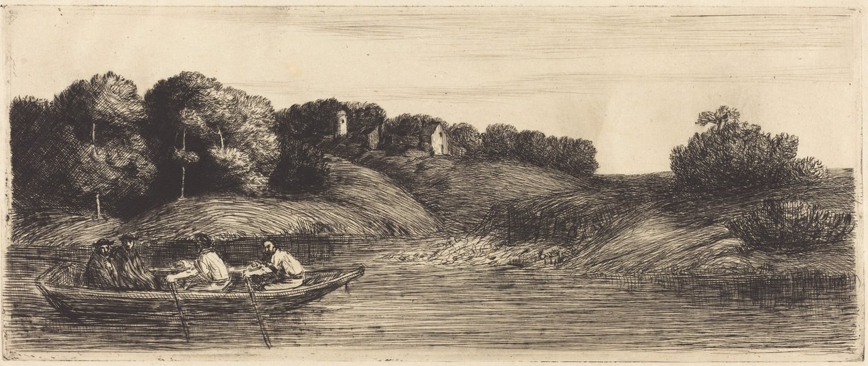Paisaje con barco, primera lámina (El paisaje con barco) de Alphonse Legros