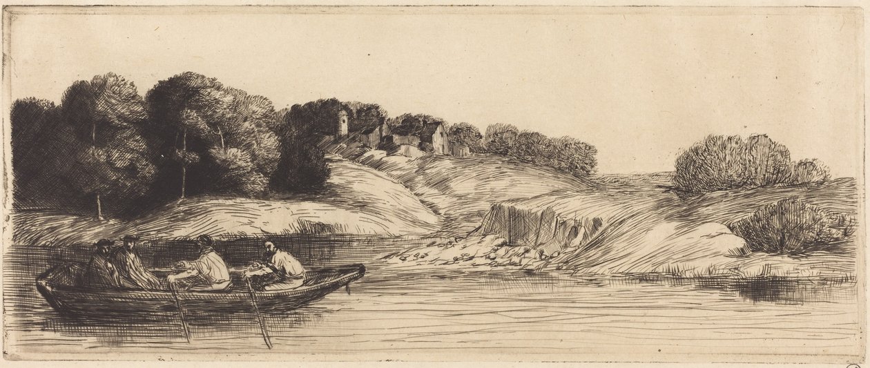 Paisaje con barca, 1.ª lámina de Alphonse Legros