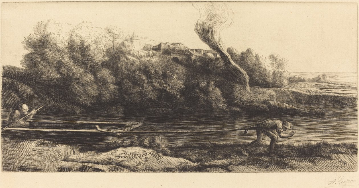 Paisaje con barco, 2da placa de Alphonse Legros