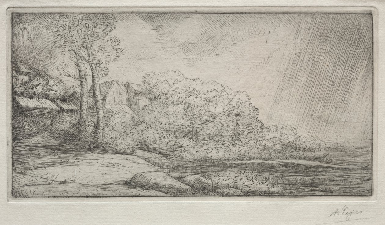 Paisaje con dos árboles (Paysage aux deux Arbres) de Alphonse Legros