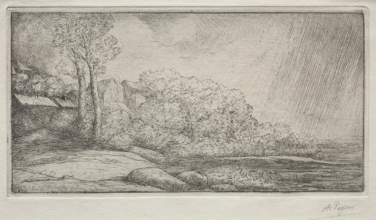 Paisaje con dos árboles de Alphonse Legros