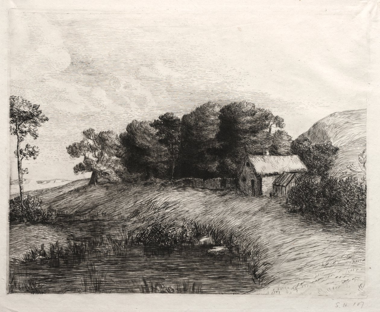 Paisaje con un estanque de Alphonse Legros