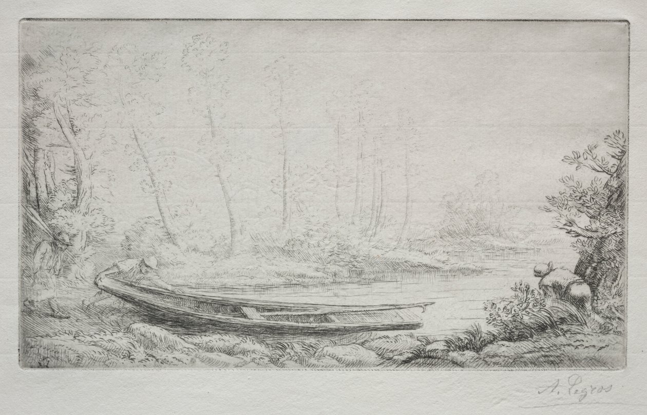 La partida para la pesca, en las brumas de Alphonse Legros